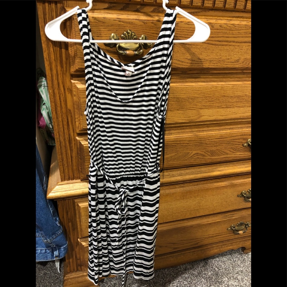 Stripped summer dress-Black and white